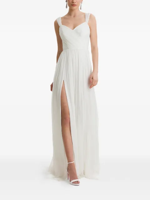 FRAMBOISE Delano pleated lace-up maxi dress White DELANO