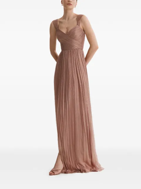 FRAMBOISE Kiros plissé lace-up maxi dress Pink KIROS