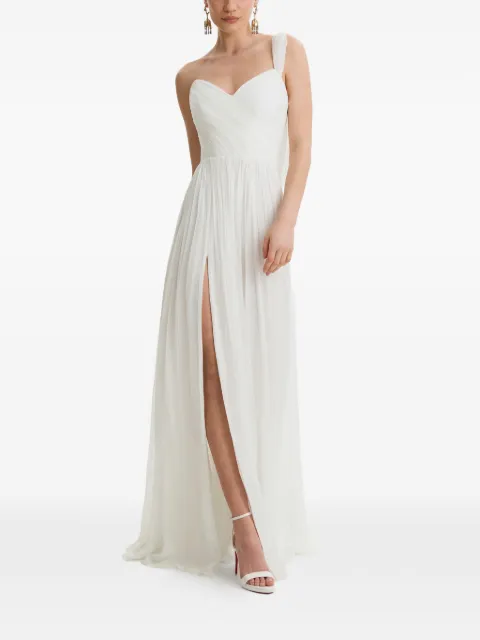 FRAMBOISE Vondra one-shoulder pleated maxi dress White VONDRA