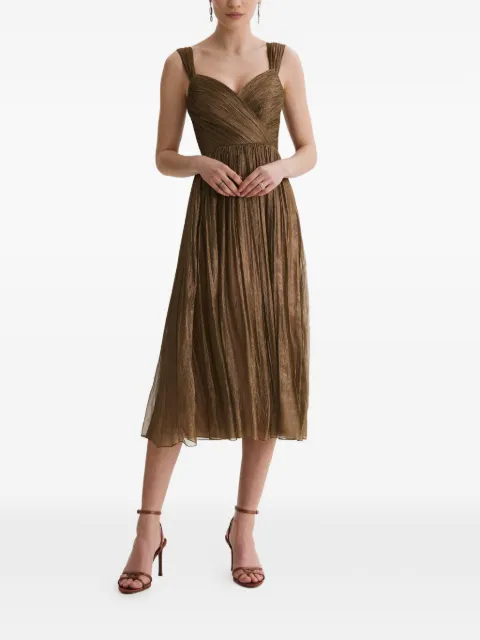 FRAMBOISE Maldon plissé lace-up midi dress Brown MALDON
