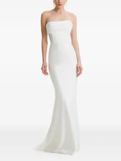 FRAMBOISE Lyris strapless draped-detail maxi dress White LYRIS