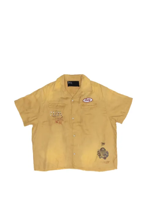 Paly patch-detail frayed-edge shirt Yellow 10U003Q1010YLW