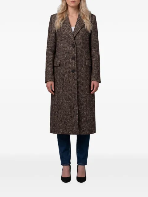 Tagliatore single-breasted tweed coat Brown AMANDA340218M1160