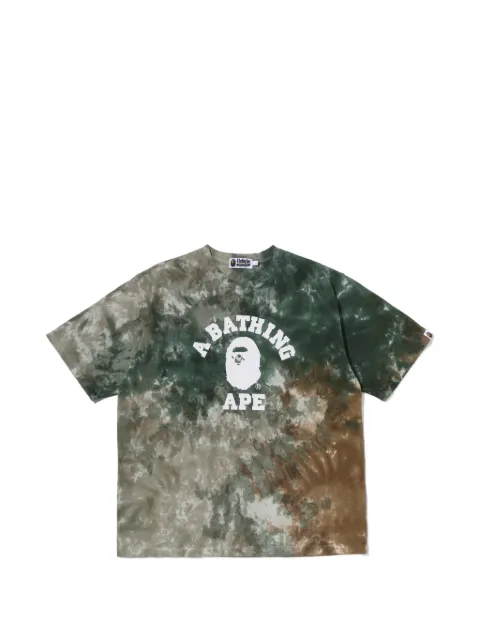 A BATHING APE® tie-dye logo-print T-shirt Green 001CSM301004M