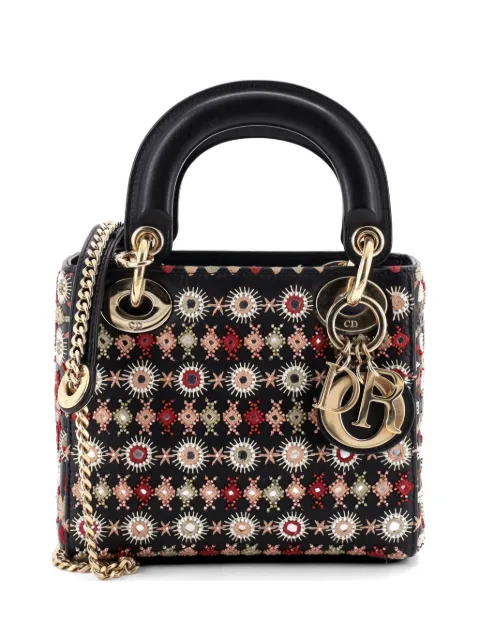 Christian Dior Pre-Owned Lady Dior Chain Bag Embroidered Calfskin Mini satchel Black EC01ZRV45G1XET1W