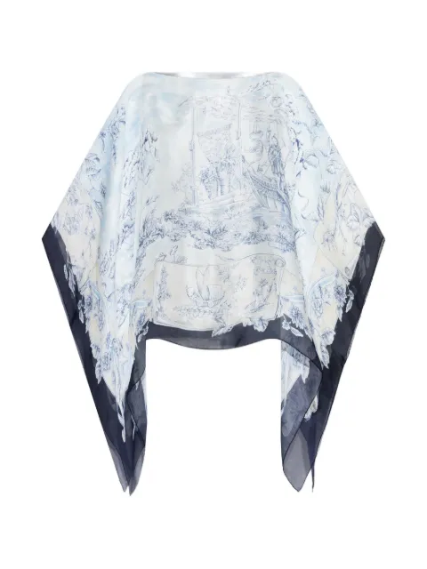 Ferragamo landscape-print silk cape Neutrals 795158