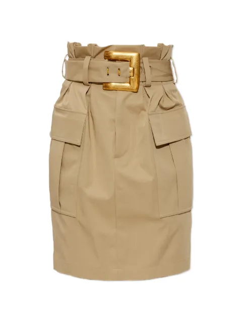 Balmain belted paperbag-waist skirt Neutrals HF1LCB15CG43
