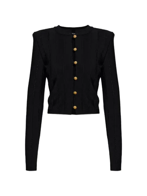 Balmain lion-head button-embellished cardigan Black HF1KL459KK34