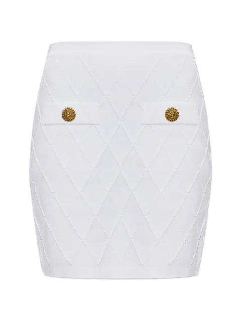 Balmain diamond-quilted button-detail mini skirt White HF1LB015KK20