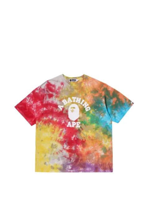 A BATHING APE® tie-dye logo-print T-shirt Red 001CSM301004M