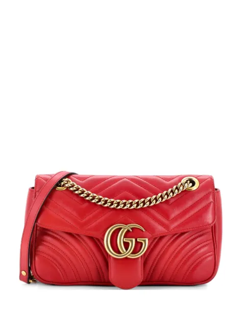 Gucci Pre-Owned GG Marmont Flap Bag Matelasse Leather Medium shoulder bag Red F6KMJTV7Y3AW7KZW