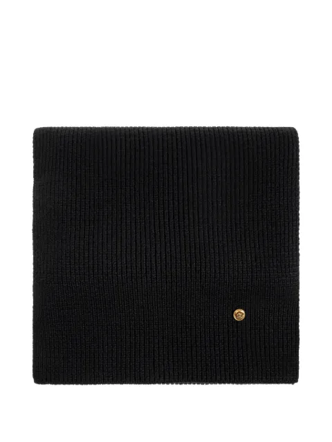 Versace ribbed-knit Medusa-plaque scarf Black 10259311A18666