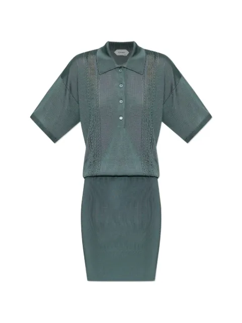 Versace pointelle-knit mini polo dress Green 10253391A18375