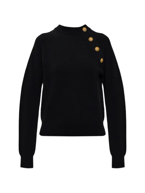 Balmain button-embellished raglan-sleeve sweater Black HF1KA130KI87