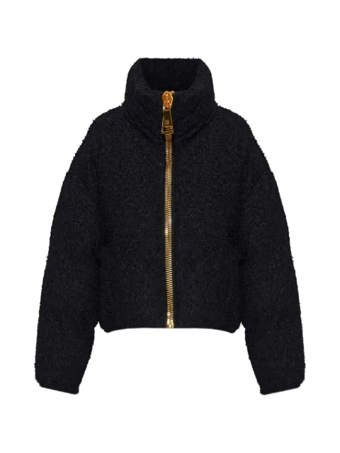 Balmain bouclé-texture zip-up jacket Black HF1TP140XC67