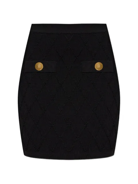 Balmain diamond-quilted lion-head mini skirt Black HF1LB015KK20
