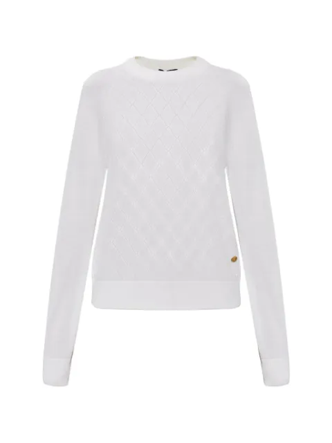 Balmain pointelle-knit logo-button sweater White HF1KD031KJ99