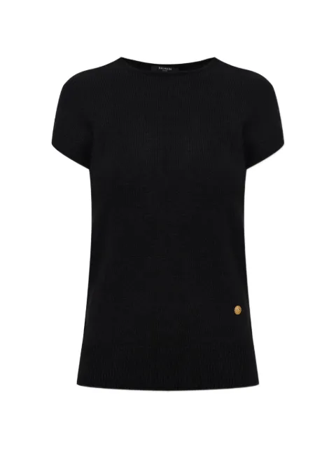 Balmain lion-head plaque T-shirt Black HF1ALB45KI87