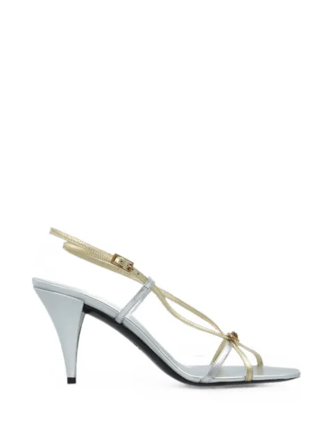 Versace Valentina metallic leather sandals 80 mm Silver 10241321A00965