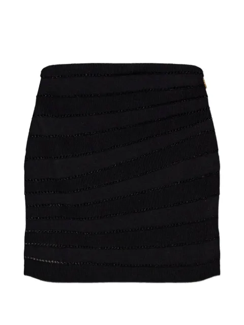 Balmain pointelle-knit ribbed mini skirt Black HF1LA695KK34