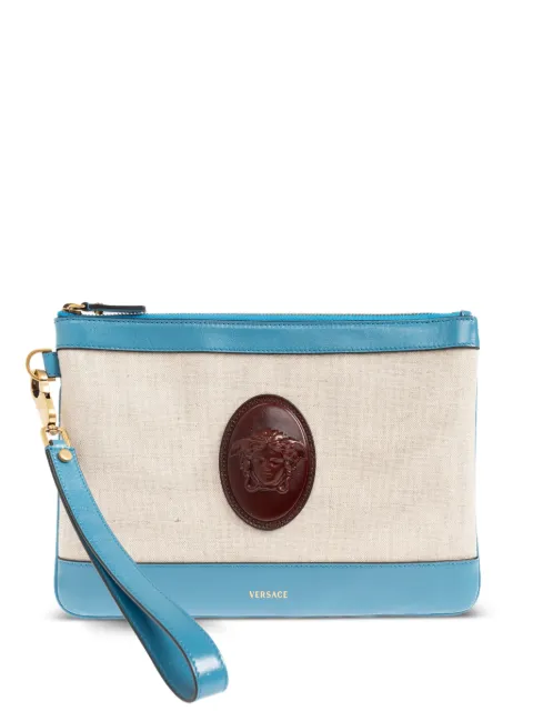 Versace Rivière canvas clutch bag Neutrals 10252511A17864