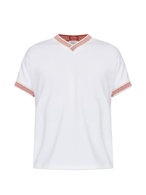 Versace V-neck cotton T-shirt White 10261071A18712