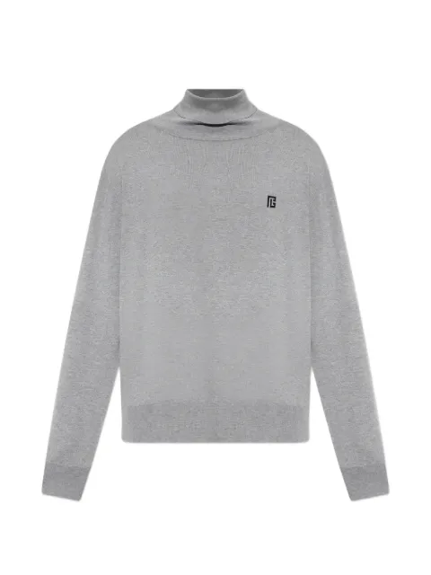 Balmain logo-embroidered roll-neck sweater Grey HH1KH050KJ53