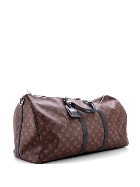 Louis Vuitton Pre-Owned Keepall Bandouliere Bag Macassar Monogram Canvas 55 travel bag Brown R6SFL5QLR6S2IREJ