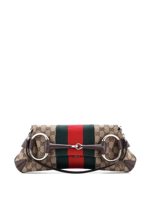 Gucci Pre-Owned Horsebit NM Web Chain Clutch GG Canvas Medium shoulder bag Brown 4N2AYNP33MSSHFIA