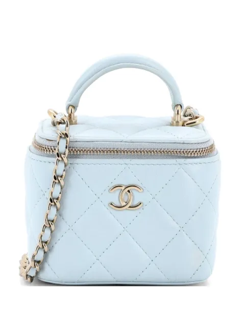 CHANEL Pre-Owned Classic Top Handle Vanity Case with Chain Quilted Lambskin Mini crossbody bag Blue PAR2LQPDB17GHOIM