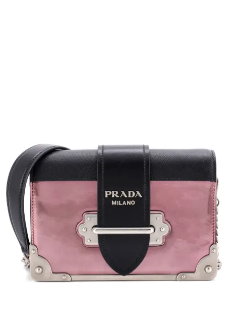 Prada Pre-Owned Cahier Chain Metallic Leather and Saffiano Small crossbody bag Purple 34TZSDWM1EY8RTFL