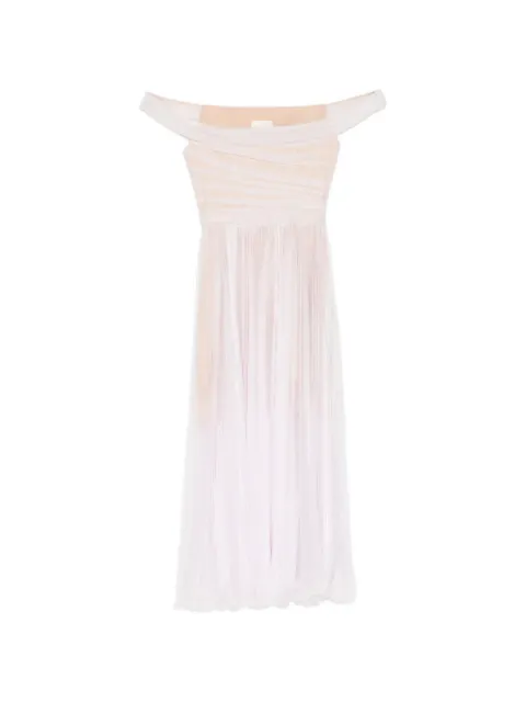 MONTSAND off-shoulder pleated midi dress Purple D295