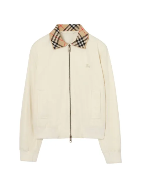 Burberry cropped tropical gabardine Hayfield bomber jacket Neutrals 8128318