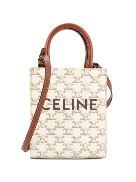 Celine Pre-Owned Vertical Cabas Tote Triomphe Coated Canvas Mini satchel Brown HAAQY42H79K3G2UG