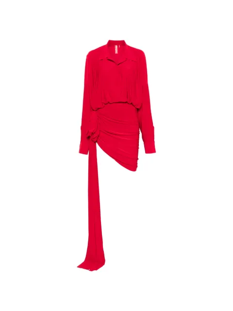Norma Kamali bow-detail draped asymmetric mini dress Red KK3263PLU69946