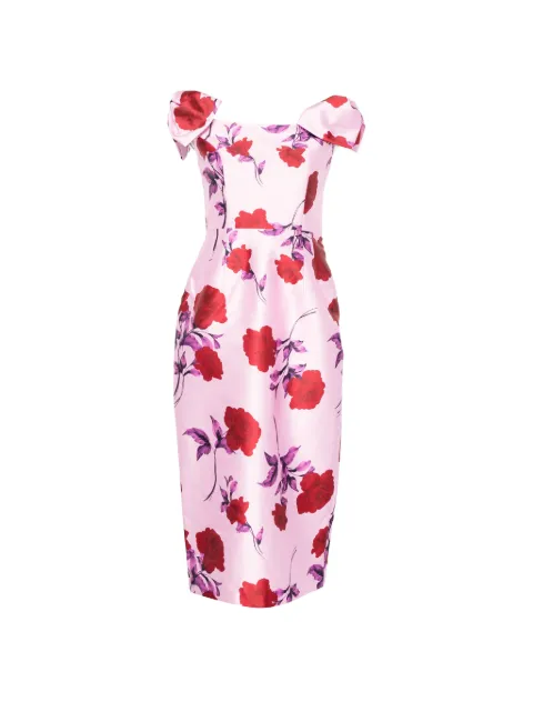 Rebecca Vallance Melora bow-detail floral-print midi dress Pink 26031779
