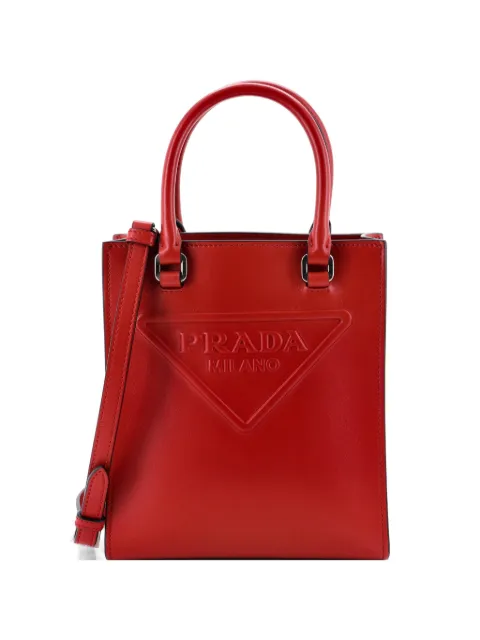 Prada Pre-Owned Logo Drill Tote Leather Mini crossbody bag Red QS0OFZ87E107MVID