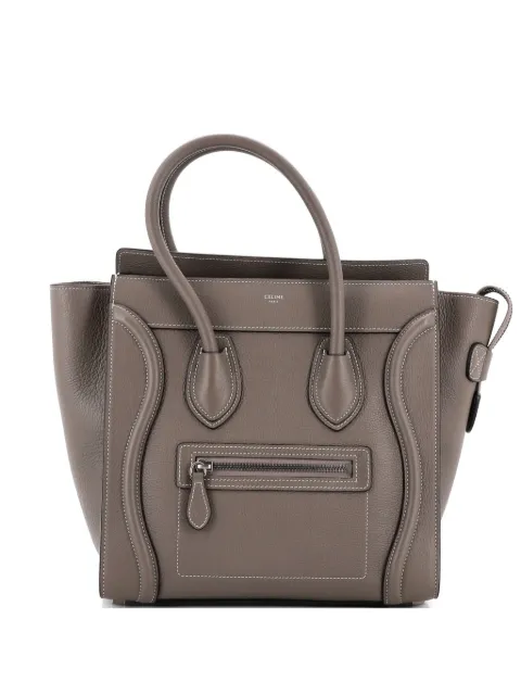 Celine Pre-Owned Luggage Bag Grainy Leather Micro tote bag Grey N2ODB3CNPTYBWOEF