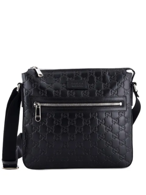 Gucci Pre-Owned Signature Zip Messenger Bag Guccissima Leather Small crossbody bag Black ME697HZ8M0N68G50