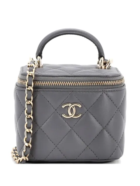 CHANEL Pre-Owned Classic Top Handle Vanity Case with Chain Quilted Lambskin Mini crossbody bag Grey UHN6YAQMXBYBWA09