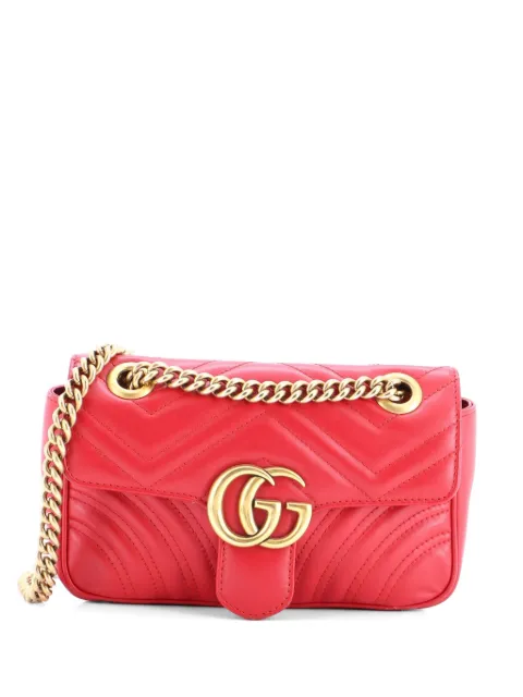 Gucci Pre-Owned GG Marmont Flap Bag Matelasse Leather Mini crossbody bag Red HLOYTV9OWIVVKE8L