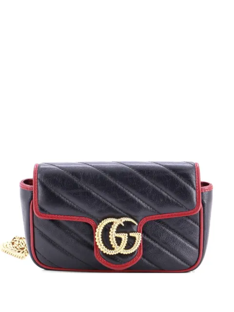 Gucci Pre-Owned GG Marmont Flap Bag Diagonal Quilted Leather Super Mini crossbody bag Black G6SOL4CSJVWWL75M