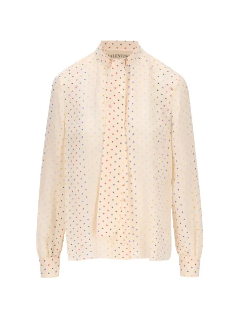 Valentino Garavani star-print pussy-bow blouse Neutrals 9B3AB8L6ABT