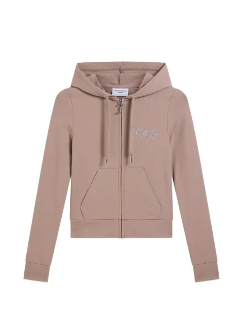 Juicy Couture diamanté-logo zip-through hoodie Brown JCWAS126306379