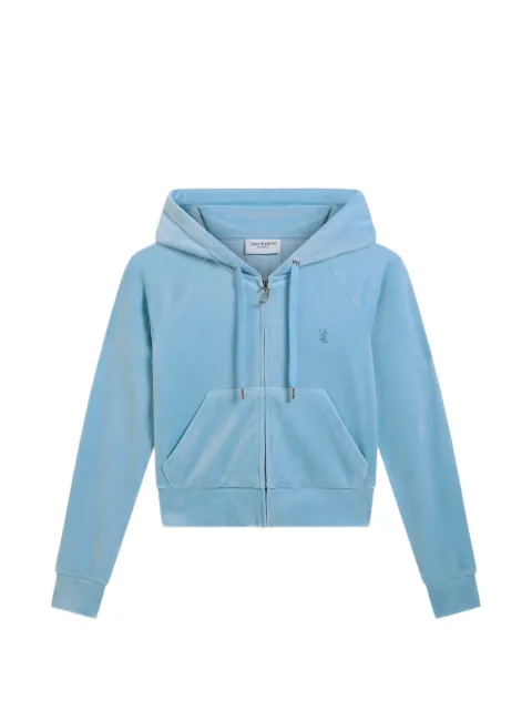 Juicy Couture Diamanté velour zip-up hoodie Blue JCWAS126326537