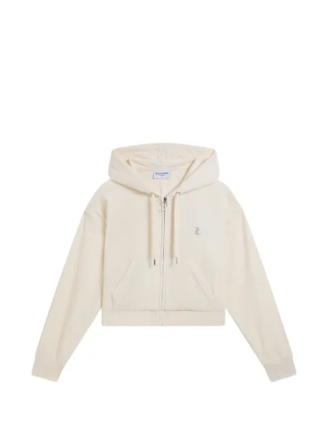 Juicy Couture diamanté-logo cropped hoodie Neutrals JCWAS126304