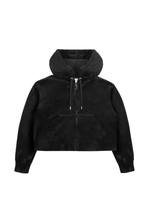 Juicy Couture diamanté-embellished cropped hoodie Black JCWAS126304101
