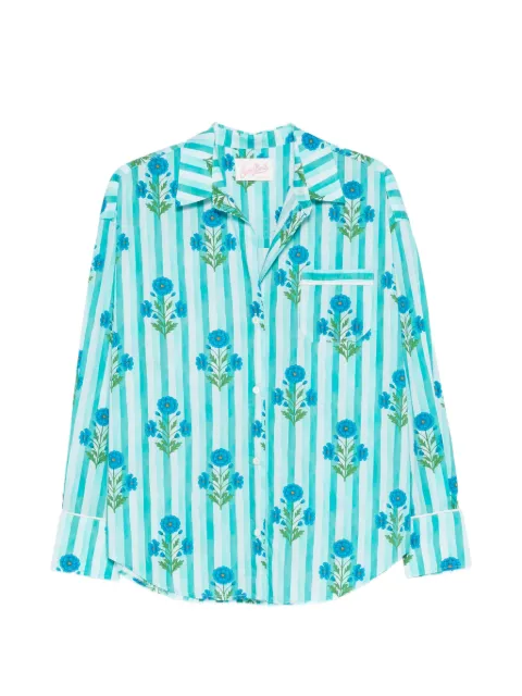 MC2 Saint Barth striped floral-print cotton shirt Blue CYS0002