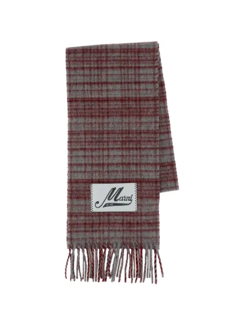 Marni check-pattern fringed scarf Grey SCMC0151Y0UAW063