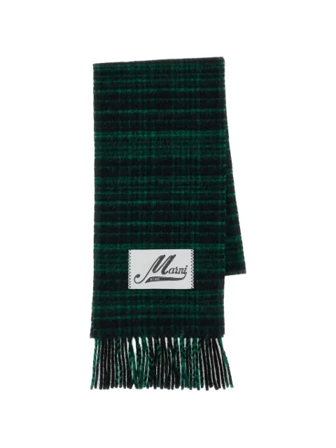 Marni check-pattern fringed scarf Green SCMC0151Y0UAW063
